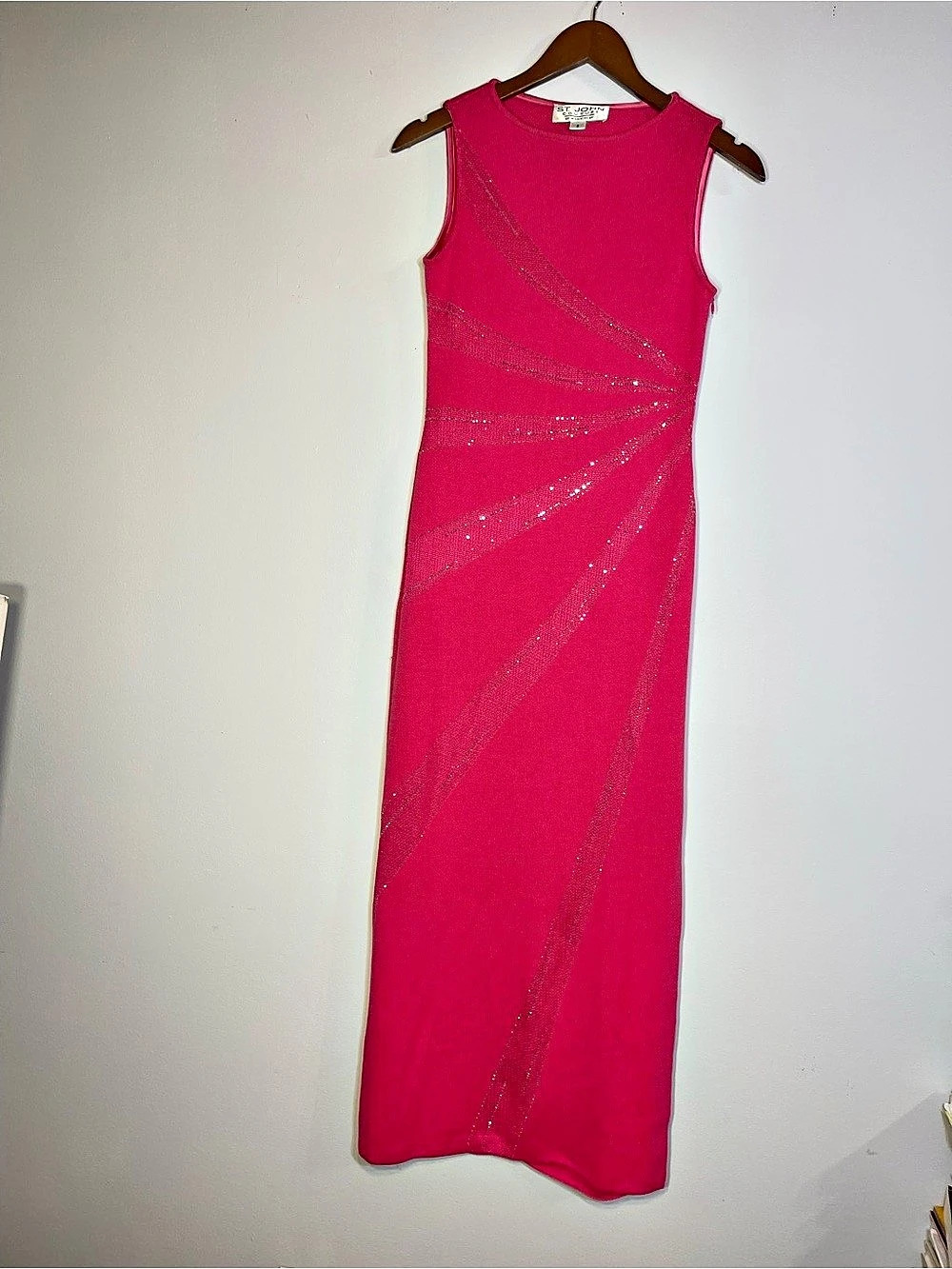 St. John Couture Pink Embellished Maxi Long Dress Size 2